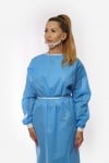 Certified disposable medical clothing, made of silicone coated non-woven fabric.